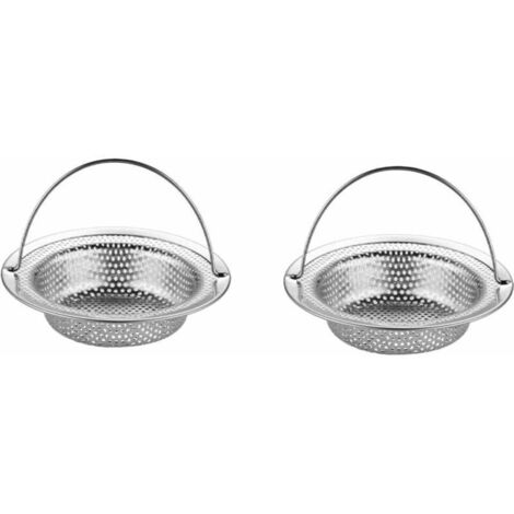 2PCS-Bouchon Evier Cuisine, Filtre Evier avec Poignée, Bouchon Evier en Acier Inoxydable, Crépine Cuisine Meilleur pour Vidange et Antiblocage (11 x 8 x 2 cm)