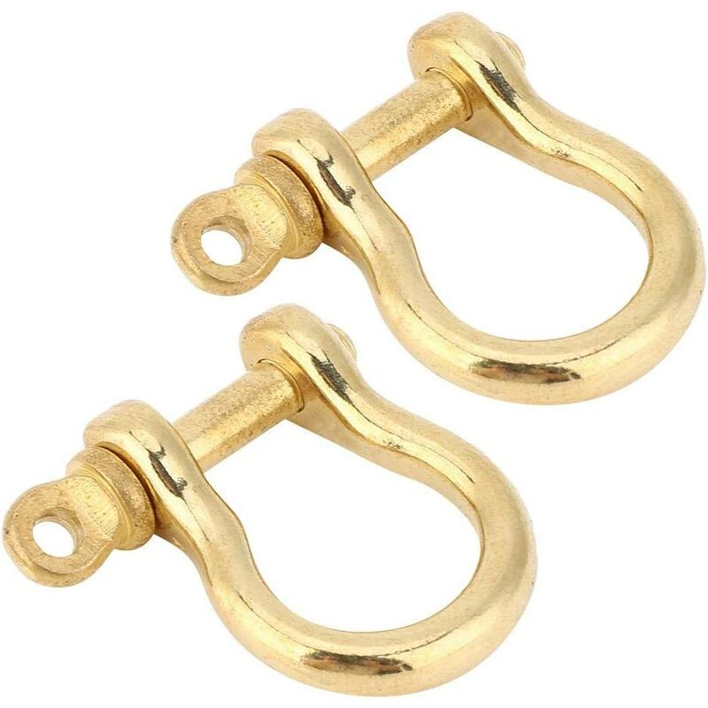 2Pcs Boucle Attache Reglable Bracelet, 10mm Manille Bracelet en d Pur Laiton Vis Broche Ancre Manille Arc Manille Porte-clés Crochet