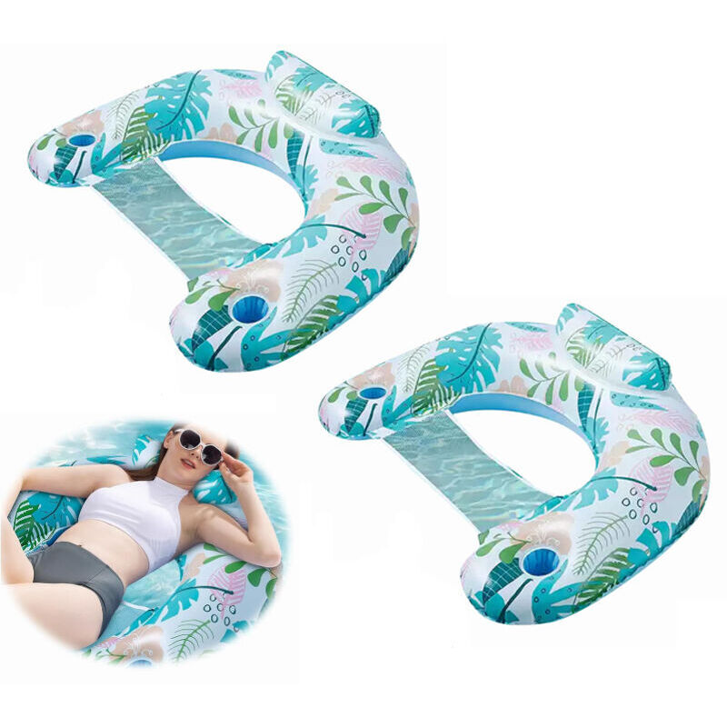 2PCS Bouée Piscine, Flotteur Piscine 4 en 1, Matelas gonflable de piscine,Flottantes Hamac Gonflable, Hamac d’Eau Plage Portable, pour Plage, Partie,