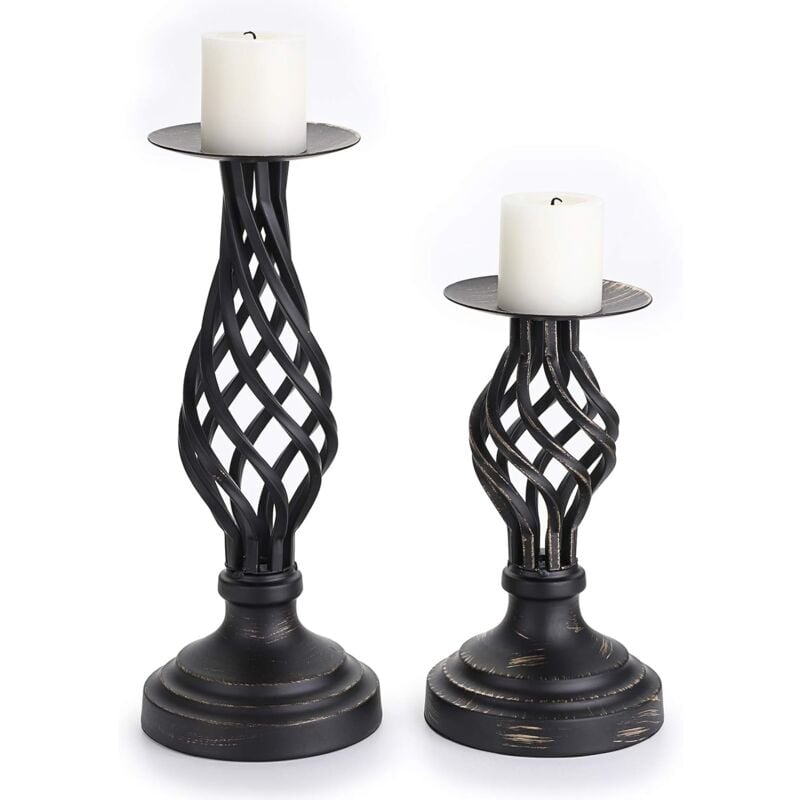 2pcs Bougeoir En Métal Vintage Support De Bougie Pilier Idéal Pour Les Bougies Led Chandelier Décoration - Aiducho