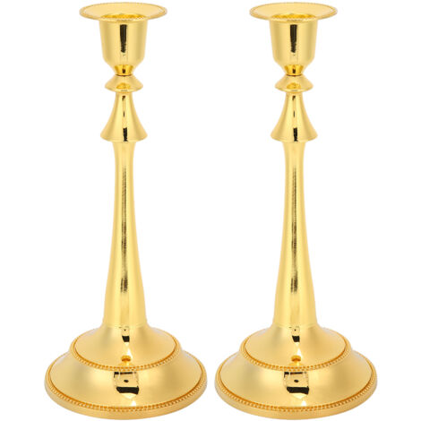 2Pcs Bougeoirs Design Moderne à Une Branche, Ornements Dorés pour Mariage et Décoration d'Intérieur