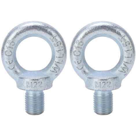 2PCS Boulons à Anneau de Levage Galvanisés Acier Carbone, Filetage Profond pour Élingage M22