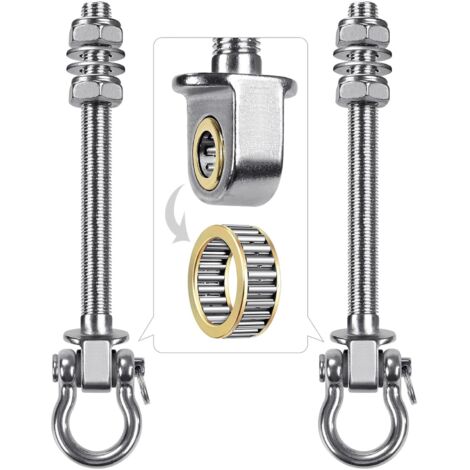 2pcs Boulons de Suspension 22.5cm Hamac Suspension pour Balançoire Kit Palier de Montage Pivotant pour Chaise d'intérieur/d'extérieur, Corde de Yoga, Sac de Frappe, Sac de Sable, 1500lbs