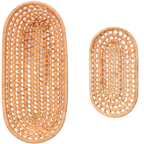 2pcs Bread Basket Handmade Rattan Storage Baskets for Bread Candy Biscuits Finger Food Fruit