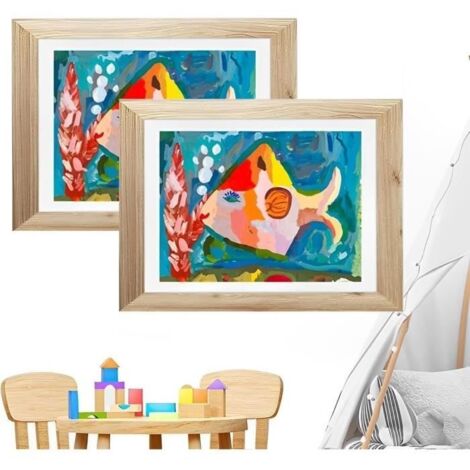 2Pcs Cadre Dessin Enfant à Changer,Cadre Photo D'art pour Enfants,Cadre Ouverture Frontale A4 pour Stockage D'art,Cadre D'affichage