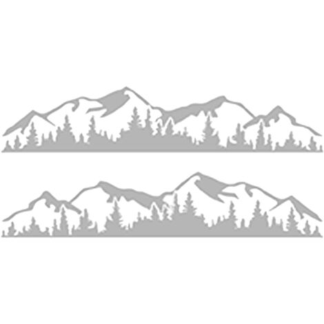 2PCS Car Decal Mountain Tree Forest Pattern Car Side Body Graphic Sticker Universal for Vehicle RVs Yachts Trucks Pickups SUVs White