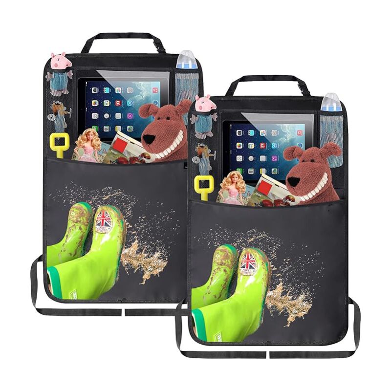 Linghhang - 2pcs Car Organizer(42x62cm), Car Seat Protectors, Kick Mats for Baby/Child, Waterproof Seat Protection with Multi-Pockets Storage and