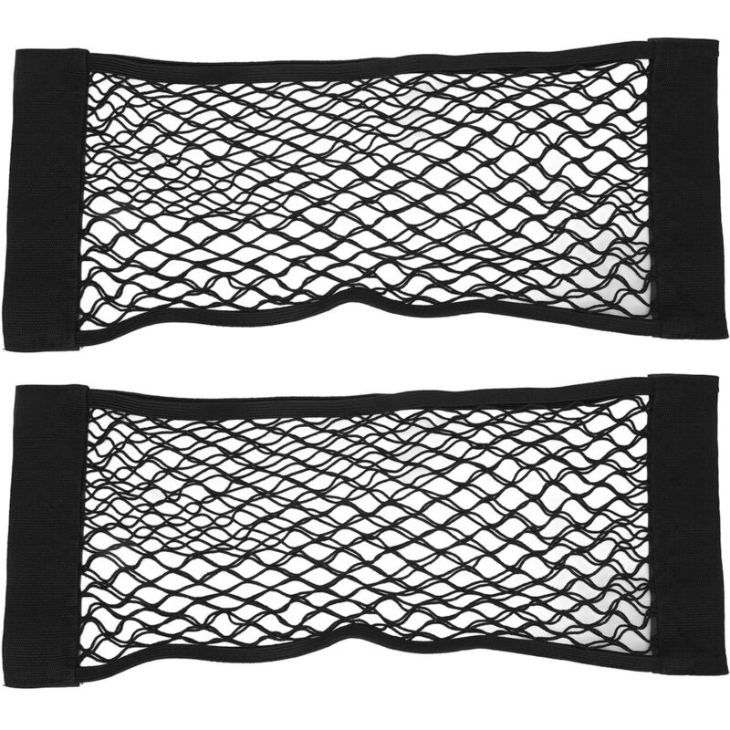 2PCS Car Trunk Storage Net Black Double Layer Storage Net Mesh Bag Mobile Phone Purse Keys Small Things 60 X 24cm