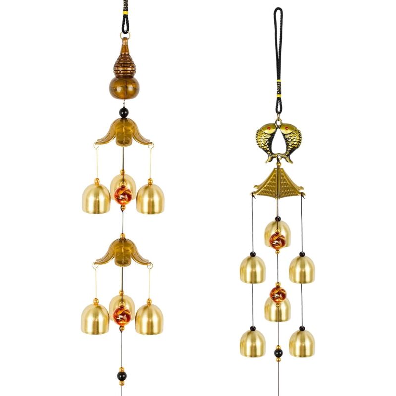 2PCS Carillon À Vent Cloche de Bénédiction Carillon à Vent Feng Shui Carillon à Vent de Jardin Carillon à Vent en Métal pour Intérieur et Extérieur