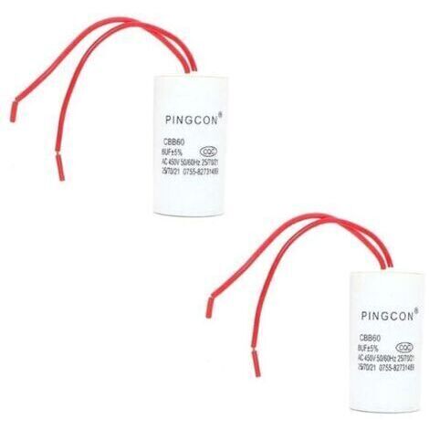 2Pcs CBB60 AC 450V Condensateur de Fonctionnement du Moteur de Cylindre conducteur 2 FilsCBB60【10UF】
