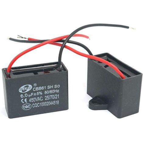 2Pcs CBB61 450V AC 50/60Hz Fan Motor Running Capacitor 6uF DENUOTOP