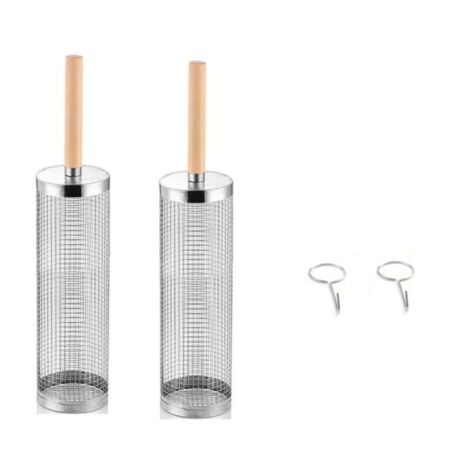2Pcs-Ce panier à barbecue à roulettes, doté d'une poignée amovible et fabriqué en acier inoxydable, est idéal pour le camping et les barbecues en plein air. Dimensions des roues : 30 x 9,5 cm.