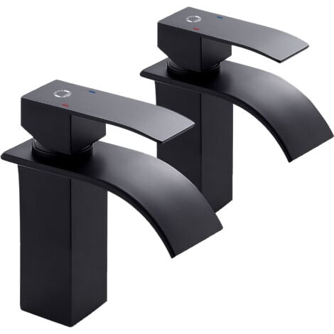2PCS CECIPA Nero Rubinetto Bagno Lavabo Cascata, Miscelatore Lavabo Bagno, Rubinetto Lavabo, Rubinetto Bagno Lavabo, Miscelatore per Bagno
