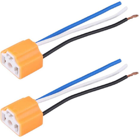 2pcs Ceramic Female Connector Socket Headlight Wiring Harness H4 9003 Hb2