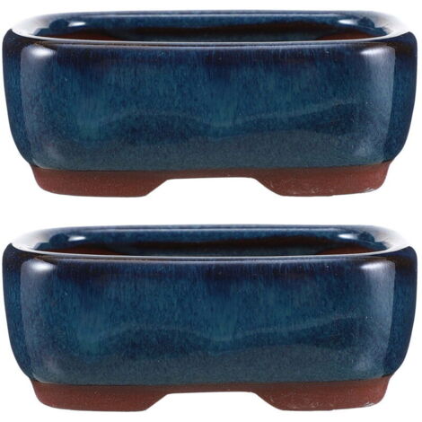 2pcs Ceramic Flower Pots Bonsai Pots Ceramic Flower Containers Home Supplies