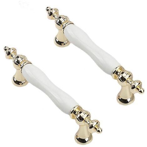 2pcs Ceramic Handle European Style Cabinet Door Handle Drawer Simple Kitchen Cabinet Handle (96 Hole Pitch)