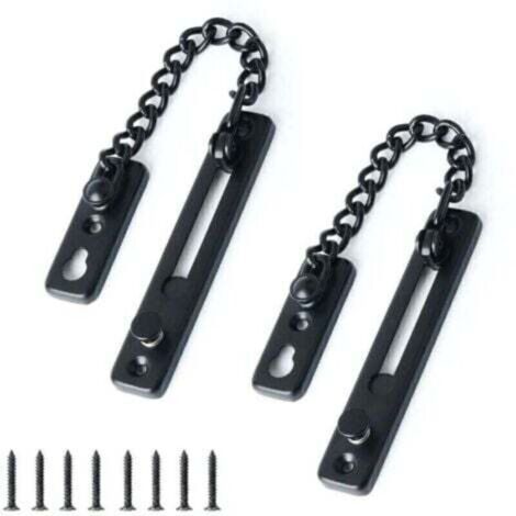 (2pcs) Chaîne de Porte de Sécurité Limiteur de Porte Étroit Verrou de Porte Anti-Vol à Ressort avec Vis pour Porte Interne à Domicile, Finition Noire Matte en Acier Inoxydable
