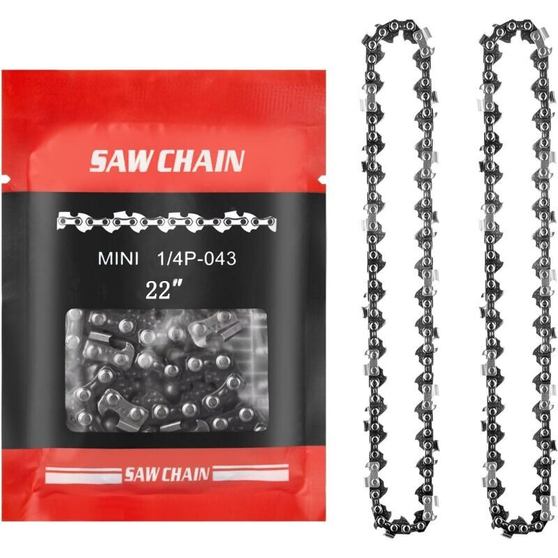 2pcs chaînes de remplacement pour 22 pouces mini tronçonneuse electrique, chaine tronconneuse 86 maillons d'entraînement, Pas de 3/8',