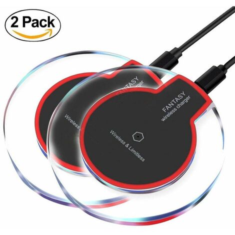 2Pcs Chargeur sans fil Qi, Pad de chargement sans fil universel portable QI Compatible avec Apple iPhone X / iPhone 8/8 Plus, Android / Samsung Galaxy Note 8 / Note 5, S6 S7 Edge S8 S8 + Devi compatib