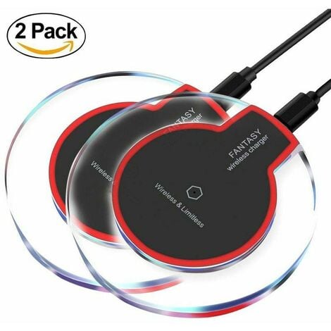 2Pcs Chargeur sans fil Qi, Pad de chargement sans fil universel portable QI Compatible avec Apple iPhone X / iPhone 8/8 Plus, Android / Samsung Galaxy Note 8 / Note 5, S6 S7 Edge S8 S8 + Devi compatib