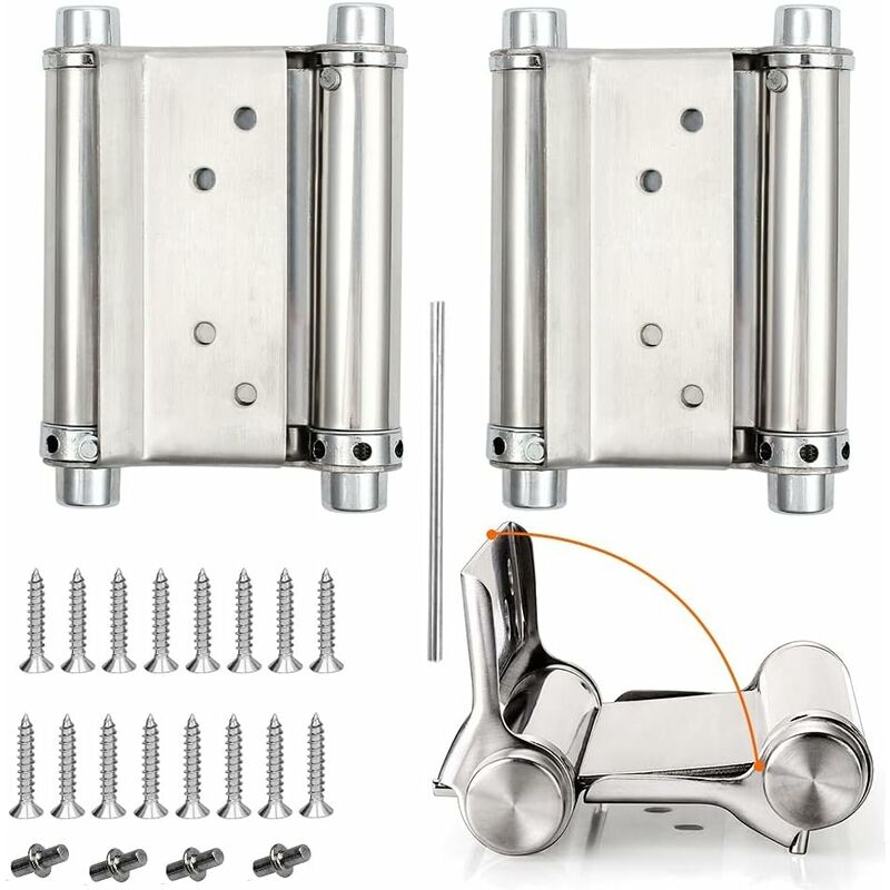 2Pcs Charnières de Porte de Saloon Gond Porte Battante Charnière à Ressort apacité de Charge Jusqu'à 15 Kg 76mm 3inch