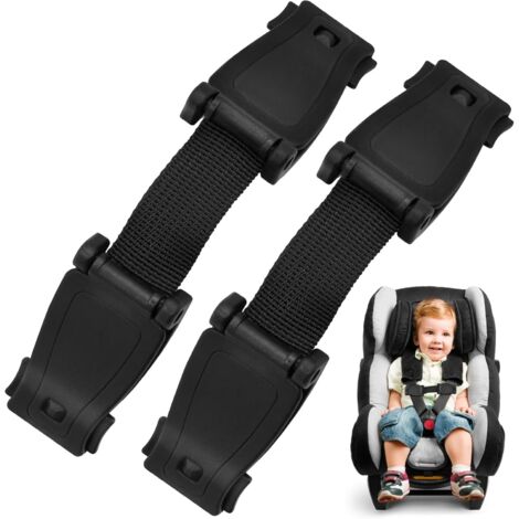 2pcs Chest Clip Ceinture de Sécurité Voiture Enfant, Pince Harnais Siège Auto, Réglable Sangle de Poitrine, Pratique et Sécuritaire pour Poussette et Sièges Auto (Noir, 13,5  3 cm)