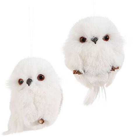2Pcs Christmas Cute Owl Hanging Gift Simulation Animal Pendant Xmas Tree Pendant Home Holiday Party Decoration