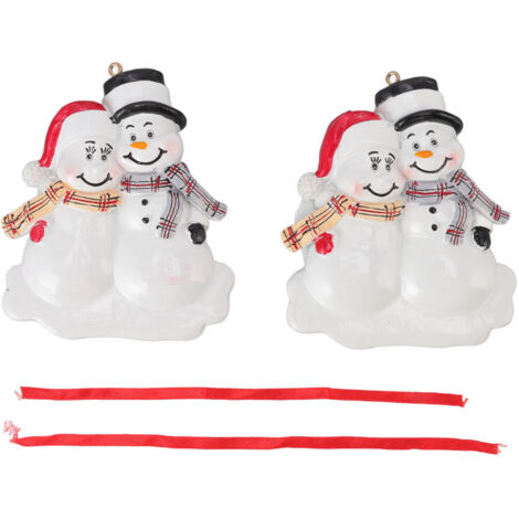 2pcs Christmas Tree Snowman Pendant Snowman Shaped Hand Made Resin Pendant Mini Statue Christmas Tree Art Ornament Gift