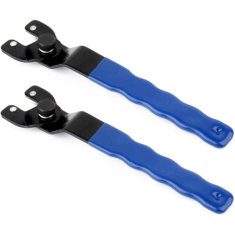 2PCS Clé à molette de meuleuse d'angle 8-50 mm,Clé pour contre-écrou de broyeur,Clé à broche réglable, poignée audacieuse (bleu)
