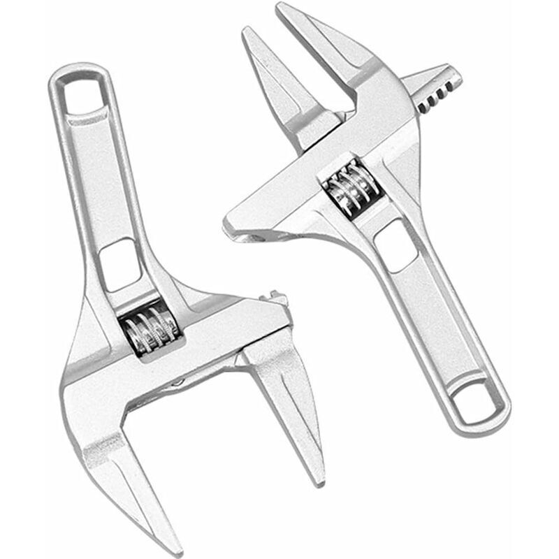 2pcs Clé à molette Grande ouverture Clés à clés de salle de bains Large mâchoire Clés à clés en alliage d'aluminium Shank Plombier Outil à main