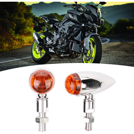 2Pcs Clignotant Moto Style Bullet - Accessoire Modification Phare Amortisseur, Couverture Argentée et Jaune