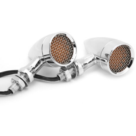 2pcs Clignotants LED Moto 12V 10mm Ambre Coque Chrome Universel