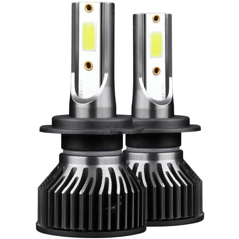 

2Pcs Coche LED Bombillas de faros LED Lampara de conduccion Todo en uno Kit de conversion IP68 Impermeable,Negro, Portalamparas-H7