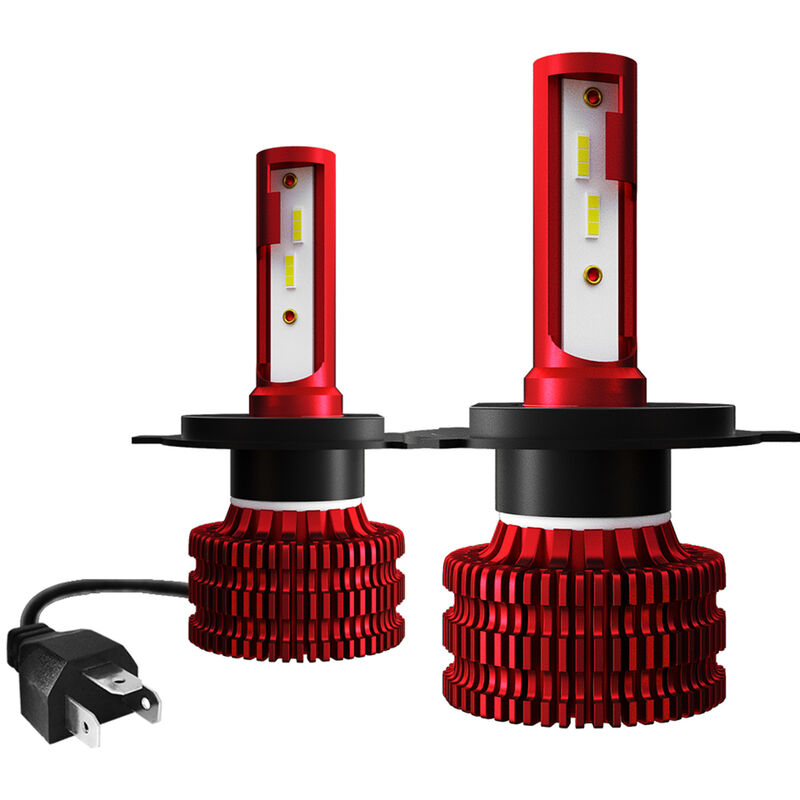 

Asupermall - 2Pcs Coche LED Bombillas de faros LED Lampara de conduccion Todo en uno Kit de conversion IP68 Impermeable,Rojo, portalamparas-H4