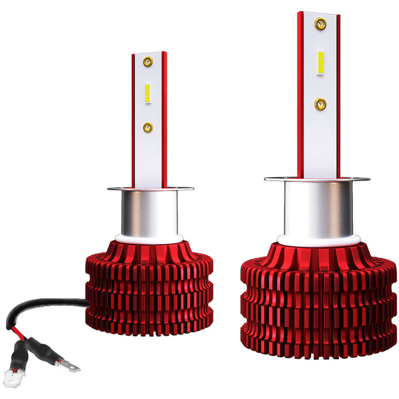 

Asupermall - 2Pcs Coche LED Bombillas de faros LED Lampara de conduccion Todo en uno Kit de conversion IP68 Impermeable,Rojo, Portalamparas-H1