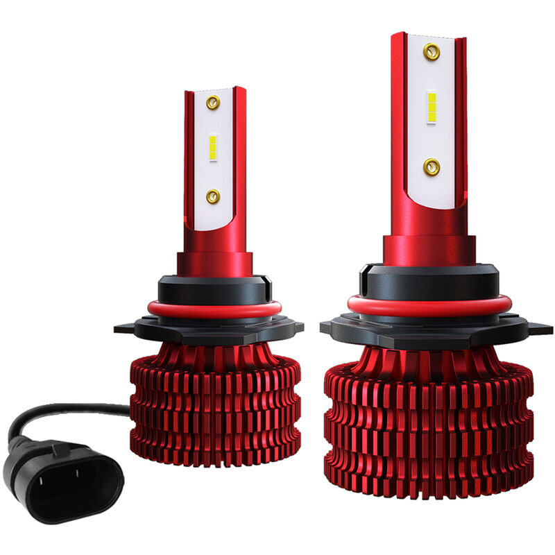 

Asupermall - 2Pcs Coche LED Bombillas de faros LED Lampara de conduccion Todo en uno Kit de conversion IP68 Impermeable,Rojo, portalamparas-9005