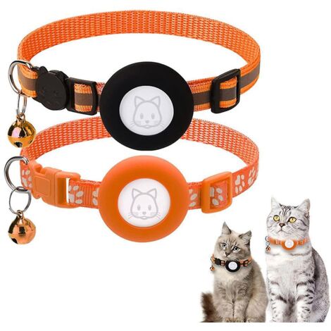 2pcs Collier Chat-orange Collier Pour Chat Airtag Support Airtag Tanche Boucle De Scurit,collier Chat Anti Tranglement,collier Chat Personnalis