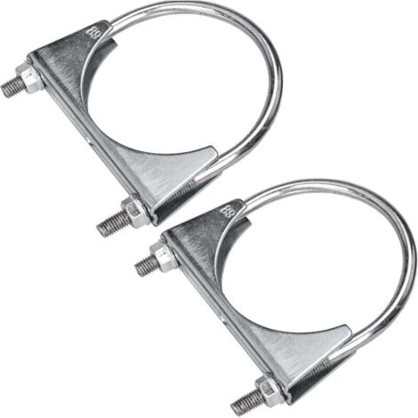 2pcs Colliers de Serrage pour Tuyau d'échappement, 89 mm U Bolt Clamp Colliers d'échappement Universel pour Raccords de Tuyaux, Montage d'antennes, Pince de Serrage