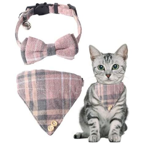 2pcs Colliers pour chats avec cloches Noeud papillon amovible Bandana, Bandana collier pour chaton, noeud papillon pour chien, Collier Chat avec Boucle de Sécurité Ouvrable Facilemen, Rose
Marque : UY