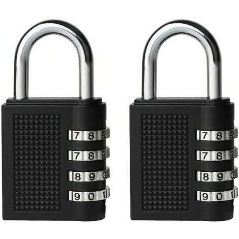 2PCS Combination Locks Outdoor Padlock for School Locker Tool Box Pad Lock Small Combo Digit Sports Gate Resettable 4-Digit Code Outdoor Locker Key Lock (Black)