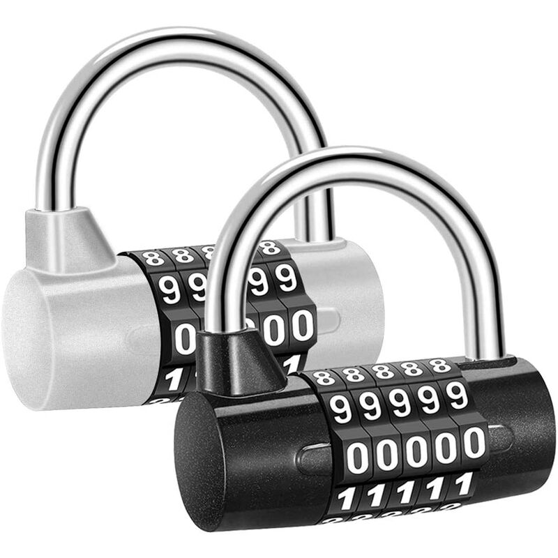 Briday - 2pcs Combination Padlock 5 Digits Safety Padlock For Outdoor Gym School Shed Bicycle Suitcase Locker Luggage Backpack Storage Toolbox