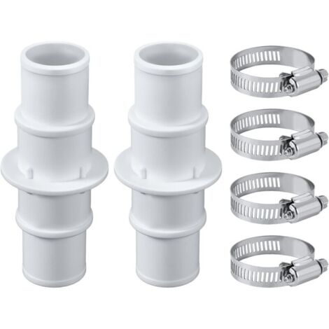 2pcs Connecteur de Tuyau de Piscine, avec 4 Acier Inoxydable Colliers de Serrage 32mm ou 38mm Adaptateur de Tuyau Piscine pour Aspirateur de Piscine Nettoyeurs Tuyaux de Pompe à Filtre