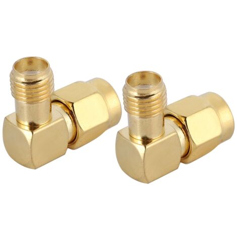 2PCS Connecteur RF SMA Femelle vers SMA Mâle Angle Droit Adaptateur Câble Coaxial