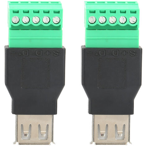 2PCS Connecteur USB Femelle Type A à Clip Rapide sans Soudure