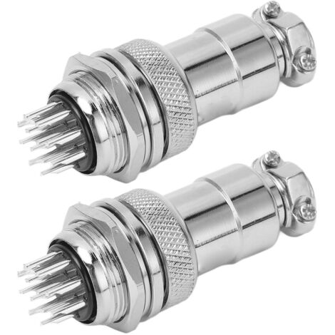 2PCS Connecteurs Aviation 12 Broches Alliage Zinc Prise et Douille Électrique 20mm 250V