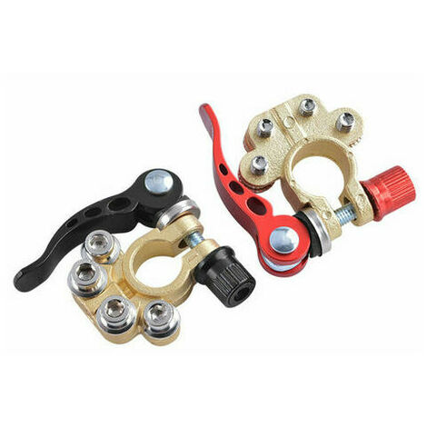 2pcs connecteurs de borne de batterie a degagement rapide deconnecter les pinces de borne de cable de batterie de voiture avec cle hexagonale positive negative, modele: multicolore