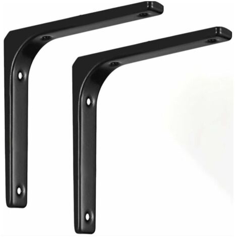 2PCS Console pour étagère forme de L, 150x125mm, Noir