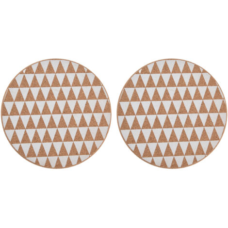 2pcs Cork Coasters Safety Design Convenient Practical Glossy Thick Rustic Style Wooden Decoration for KitchensTriangular