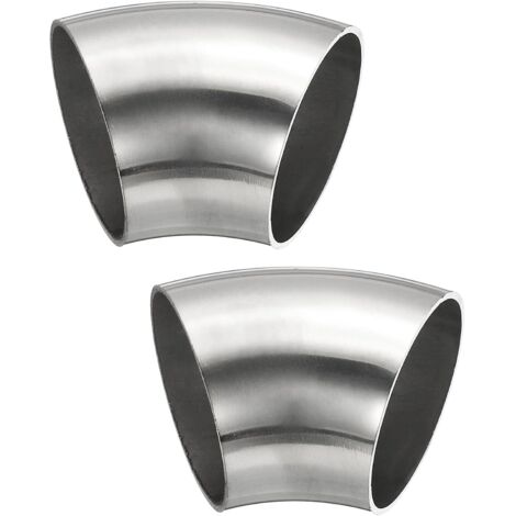 2pcs Coude À 45 Degrés Mandrin, 76mm OD Acier D'échappement Raccord De Tuyauterie 304 Inoxydable pour Exhaust Pipe Stair Handrail HVAC - 45mm