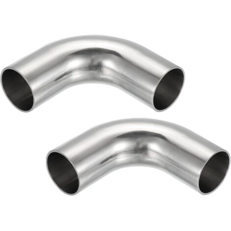 2Pcs Coude à 90 Degrés en Acier Inoxydable 304 pour Tuyau d'Échappement, Connecteur de Tuyauterie d'Échappement 1 1/4 Pouce OD Main Courante d'Escalier Hvac -